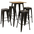 Amerihome Pub Table Set, 24" W/ Rosewood Top Table and Metal Bar Stools, Seats 4 HCPUBSET2